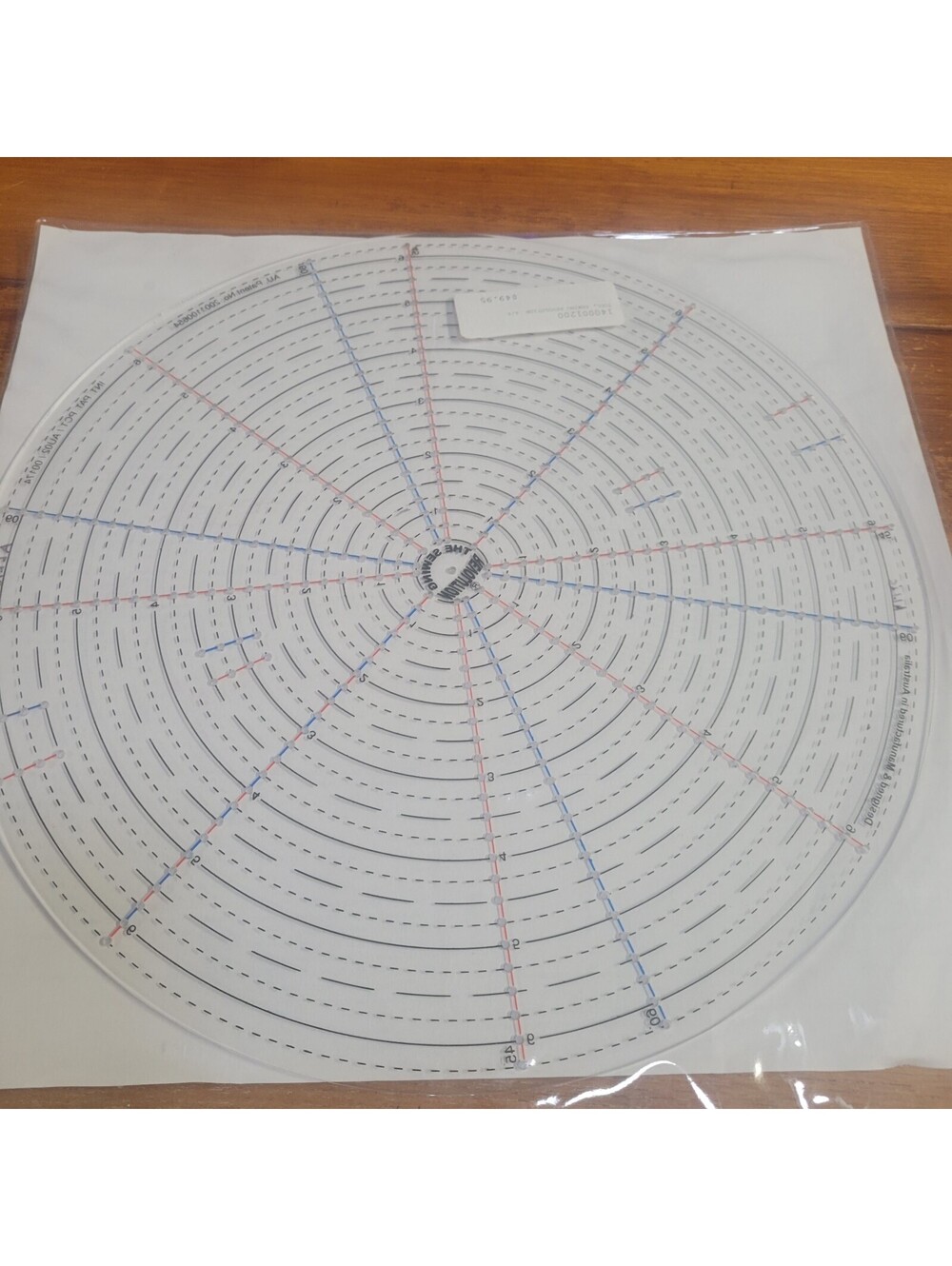 13" Circular Quilting Template/Ruler (delineates 1/6th and 1/8th sections)